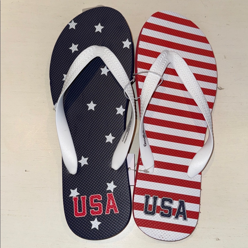 Red White & Blue USA Flip Flops 11 NWT